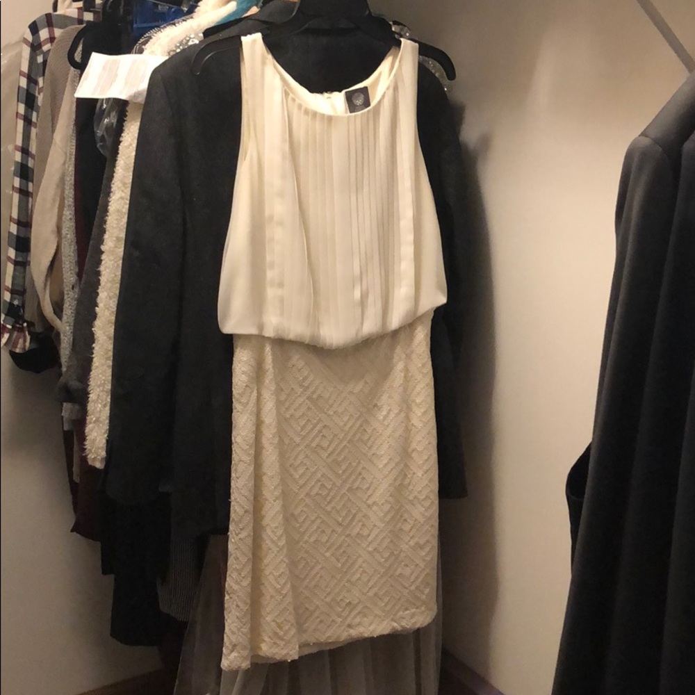 Sleeveless blouson dress with sequin skirt